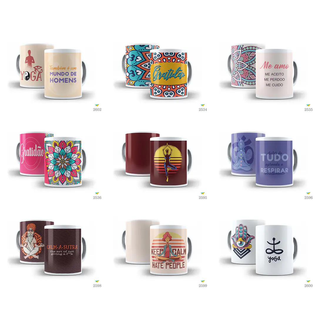 21 Artes Caneca Yoga Editável Corel Draw + Png 2