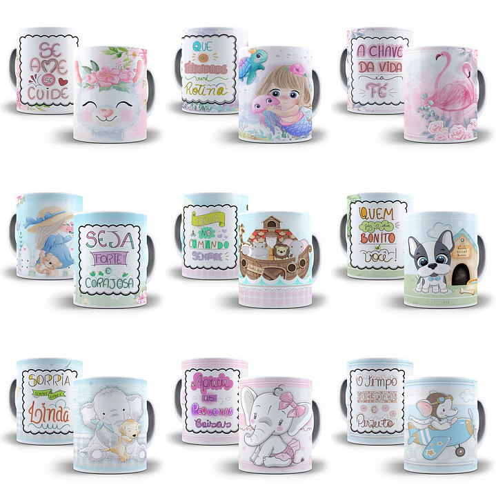 40 Artes Caneca Frases Fofas Editável Corel Draw + Png 1