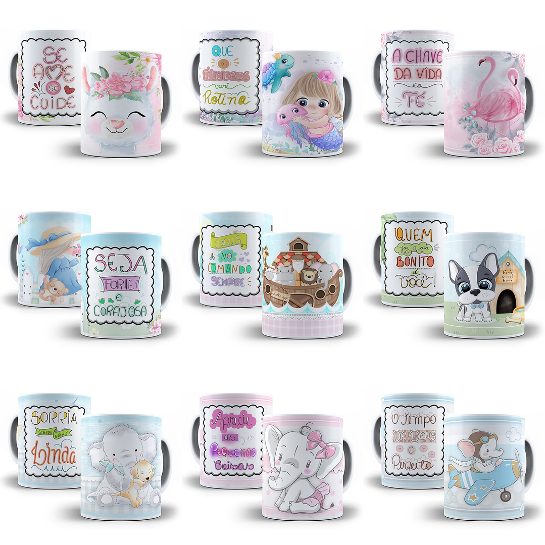 40 Artes Caneca Frases Fofas Editável Corel Draw + Png 1