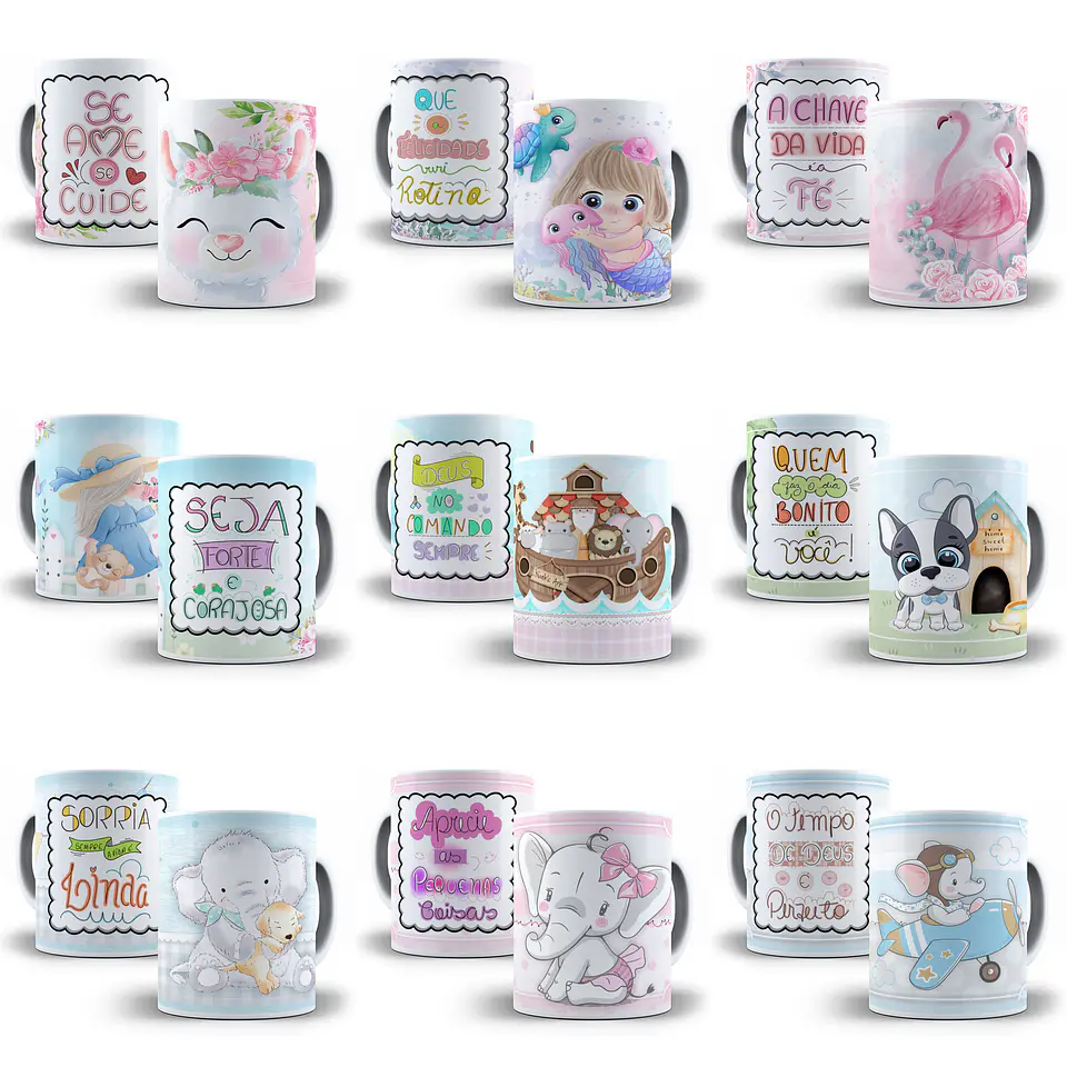 40 Artes Caneca Frases Fofas Editável Corel Draw + Png 1