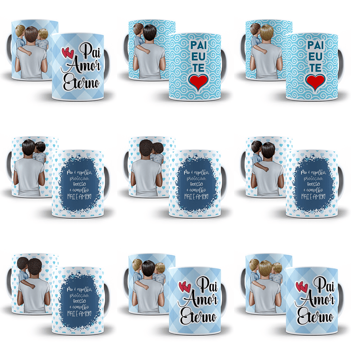 87 Artes Caneca Pai e Filho Editável Corel Draw + Png 2