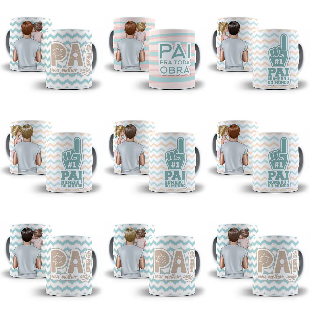 87 Artes Caneca Pai e Filho Editável Corel Draw + Png 8