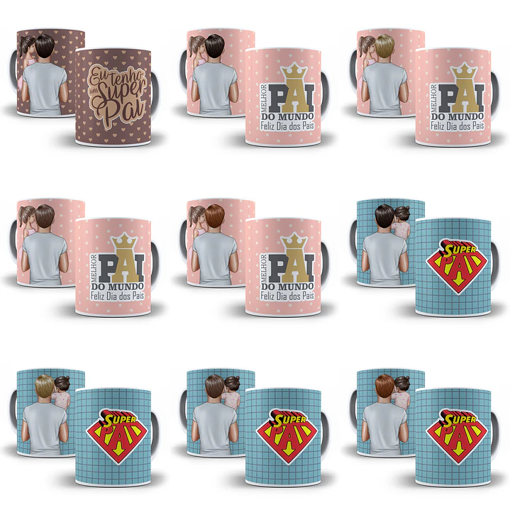 87 Artes Caneca Pai e Filho Editável Corel Draw + Png 9