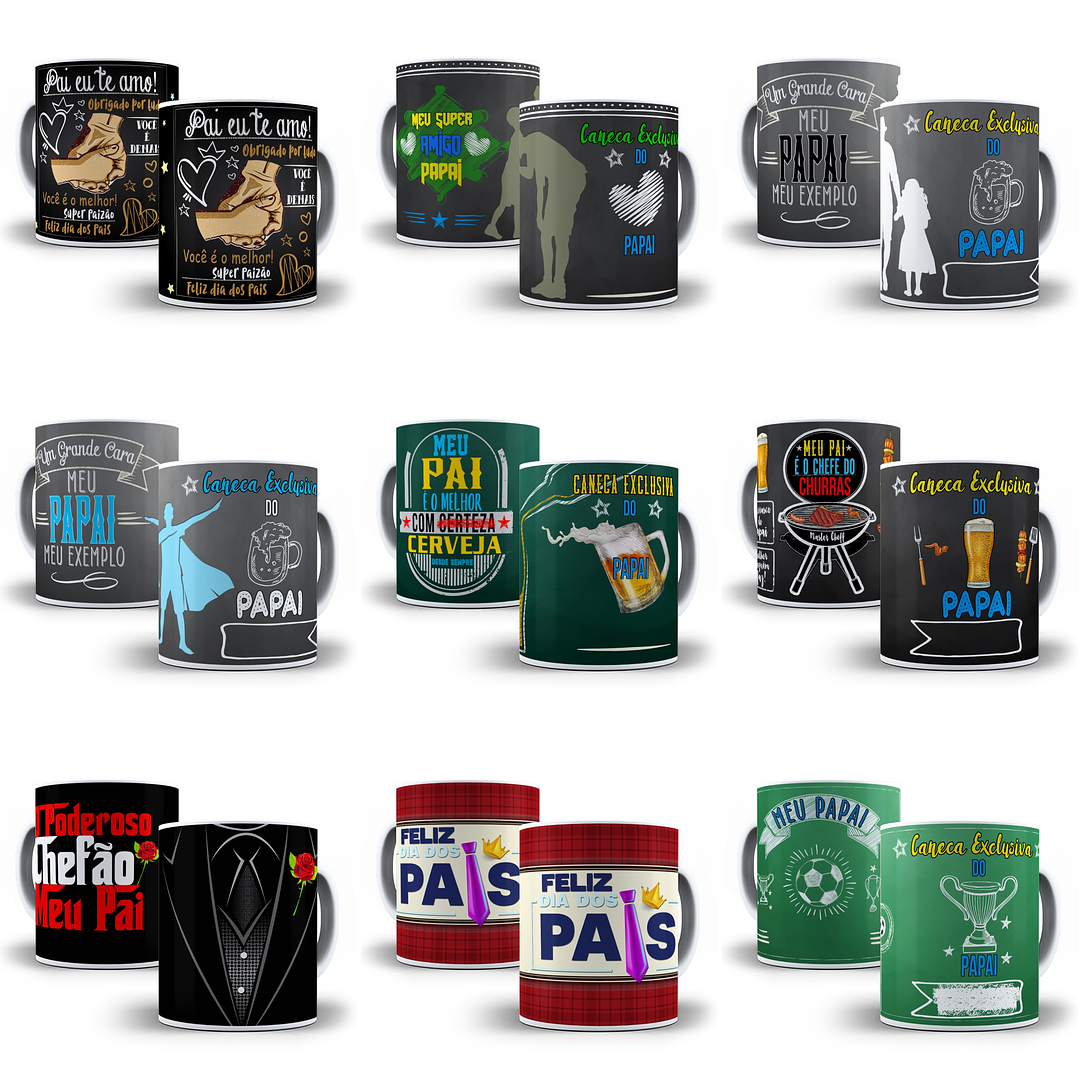 48 Artes Caneca Almofada Dia dos Pais Editável Photoshop + Png 3