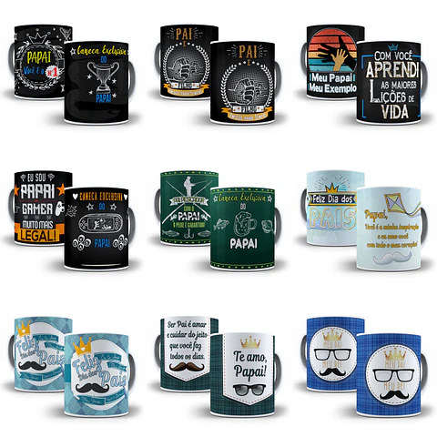 48 Artes Caneca Almofada Dia dos Pais Editável Photoshop + Png