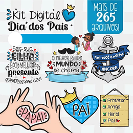 Kit Digital Dia dos Pais Lt15 Frases Artes Arquivos Png