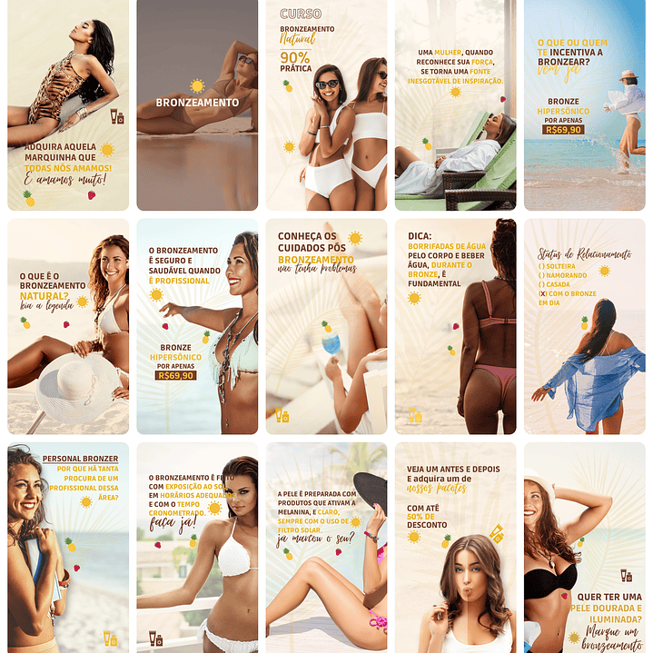 Pack Canva Bronzeamento Templates Editável 29 Artes Storie + Bônus 1