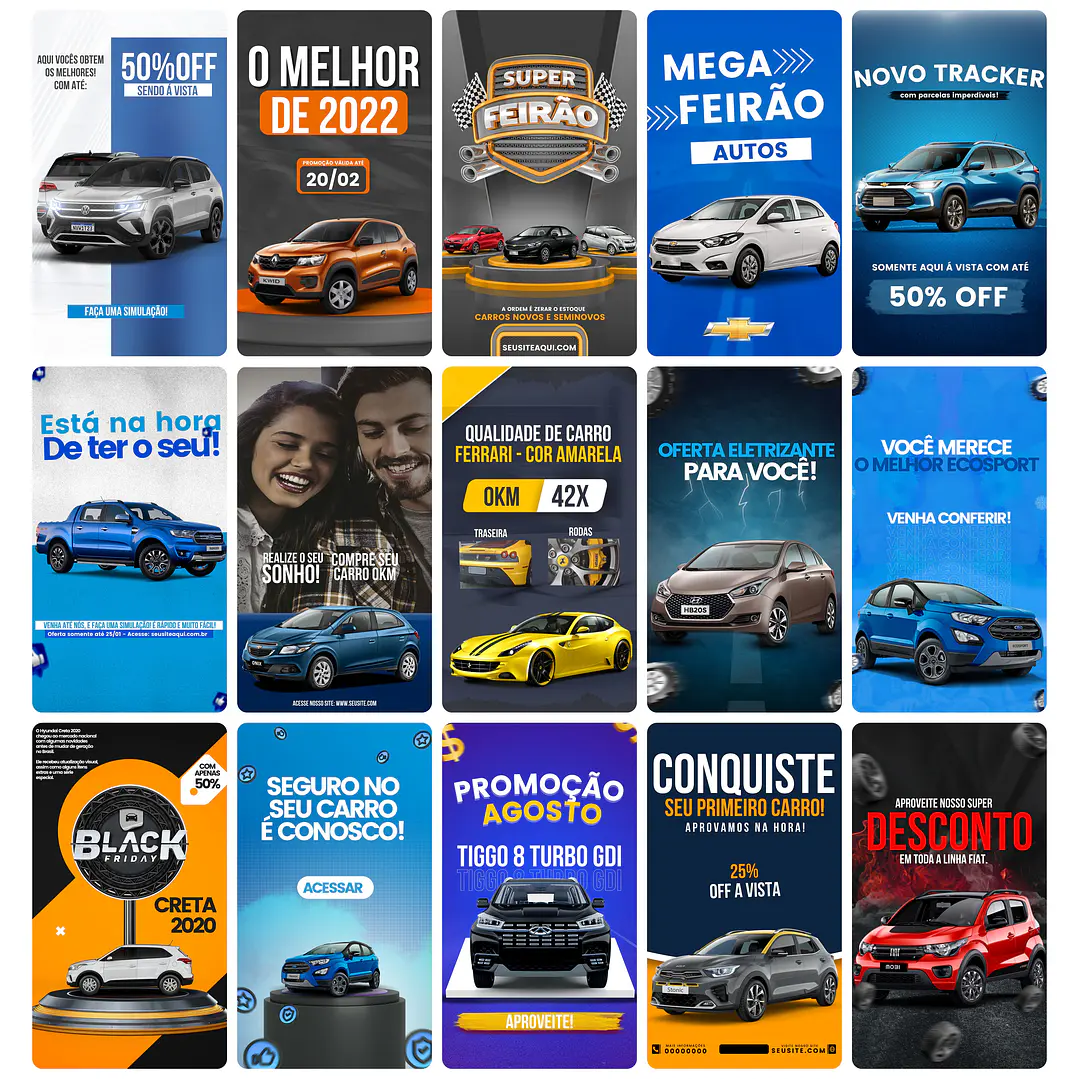Pack Canva Concessionária Templates Editável 25 Artes Storie + Bônus 1