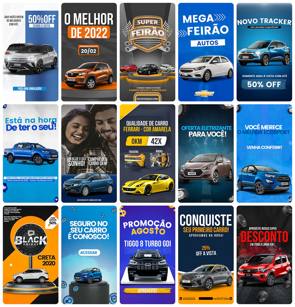 Pack Canva Concessionária Templates Editável 25 Artes Storie + Bônus 1