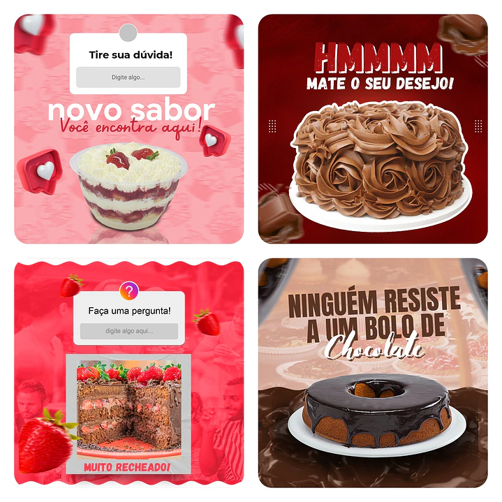 Pack Canva Confeitaria Templates Editável 40 Artes + Bônus 2