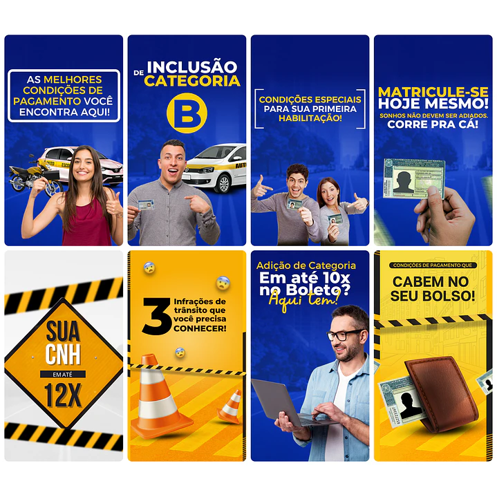 Pack Canva Auto Escola Templates Editável 27 Artes Storie + Bônus 3