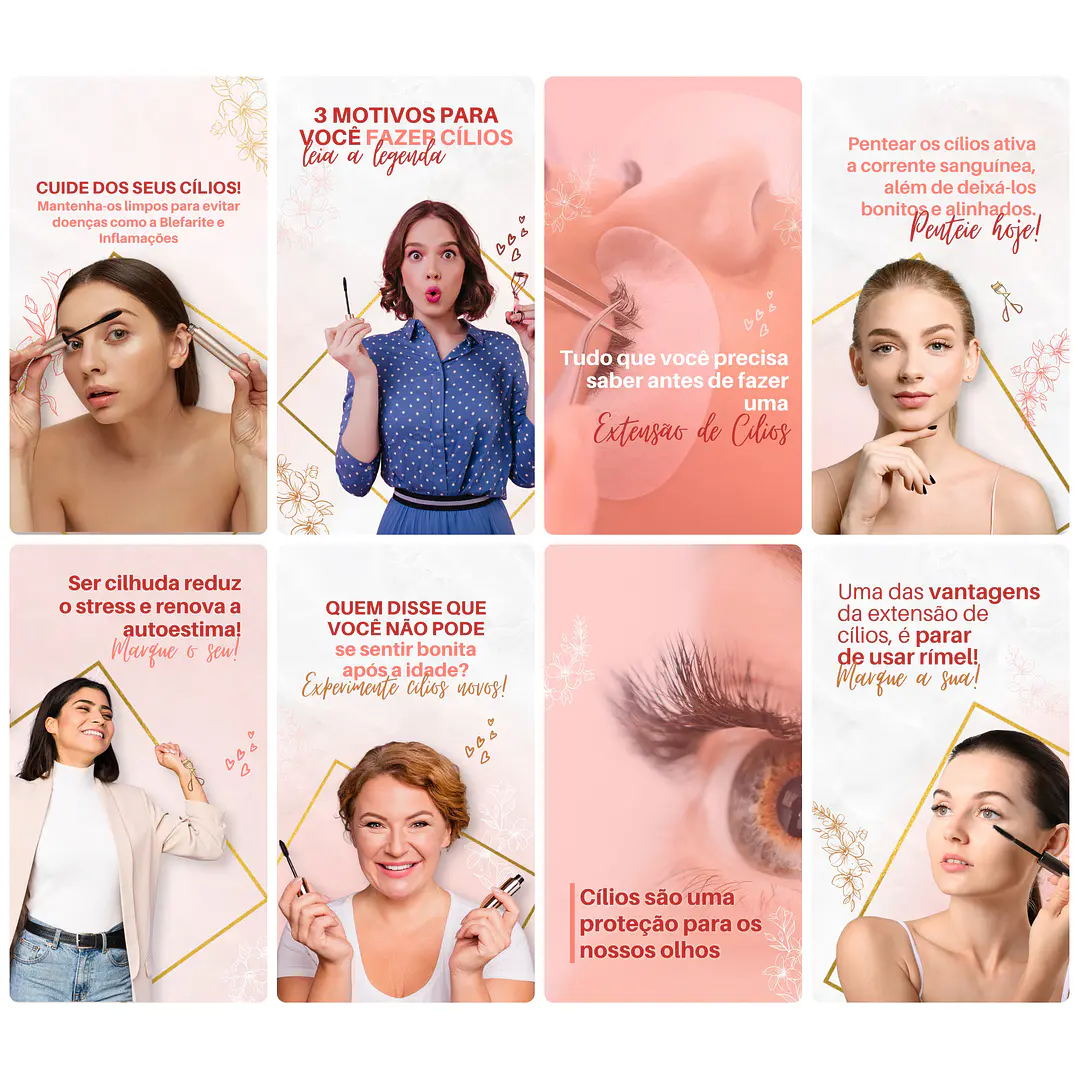 Pack Canva Lash Designer Templates Editável 28 Artes Storie + Bônus 1