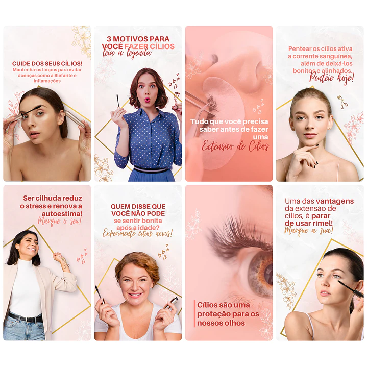 Pack Canva Lash Designer Templates Editável 28 Artes Storie + Bônus 1