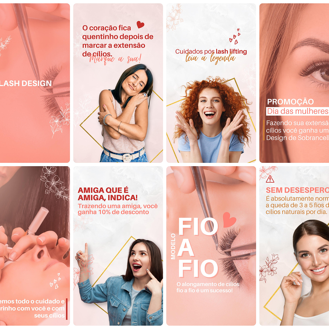 Pack Canva Lash Designer Templates Editável 28 Artes Storie + Bônus 3