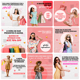 Pack Canva Loja de Roupas Templates Editável 30 Artes + Bônus