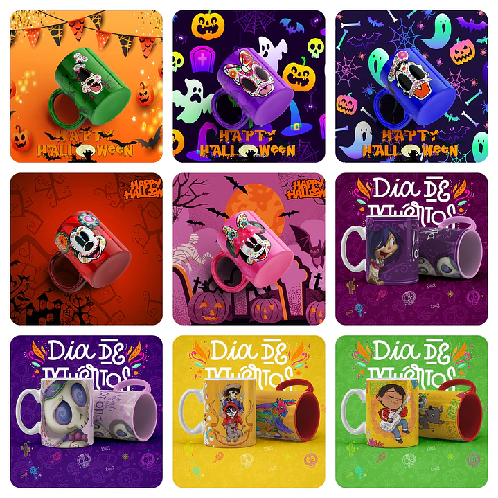 75 Artes para Caneca Halloween Arquivos Sublimação + Png 1