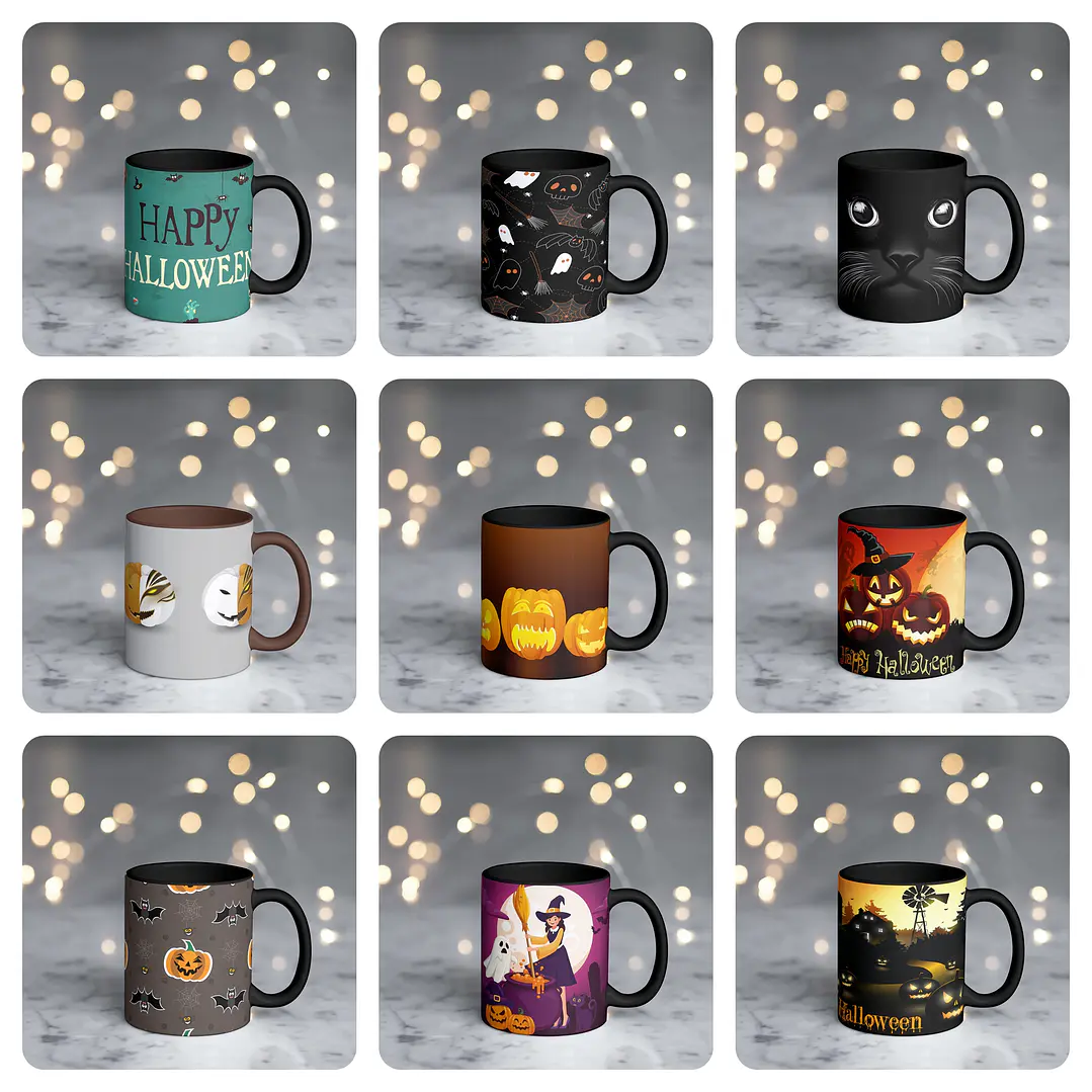 75 Artes para Caneca Halloween Arquivos Sublimação + Png 7