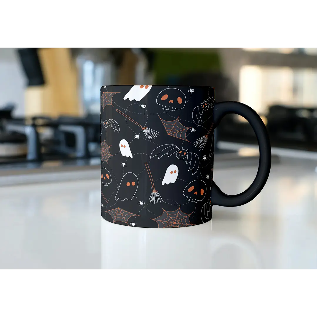 10 Artes para Caneca Halloween Editável Corel Draw + Png 7