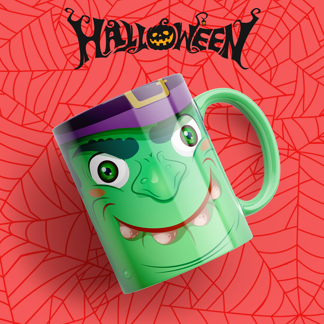 39 Artes Caneca Halloween Editável em Photoshop + Png 7