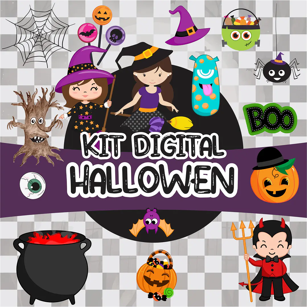 Kit Digital Halloween Dia das Bruxas Arquivos Png e Jpg 1