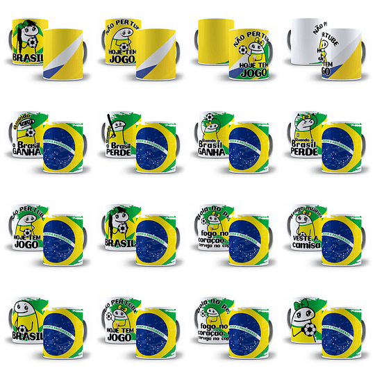 Kit Artes Canecas Flork Brasil Copa do Mundo 2022 Completo