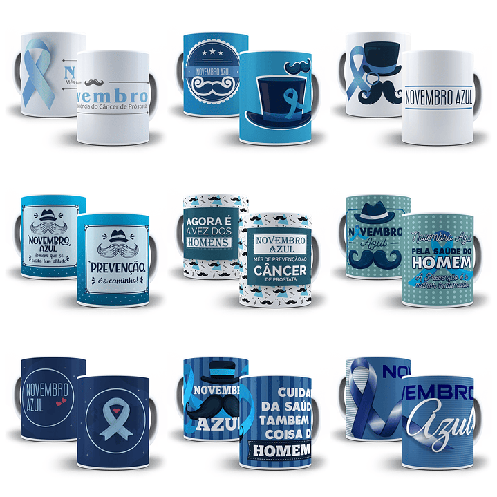 Artes para Sublimação Caneca e Camisa Novembro Azul Arquivos em Jpg  1
