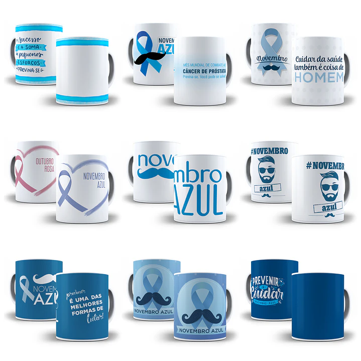 Artes para Sublimação Caneca e Camisa Novembro Azul Arquivos em Jpg  3