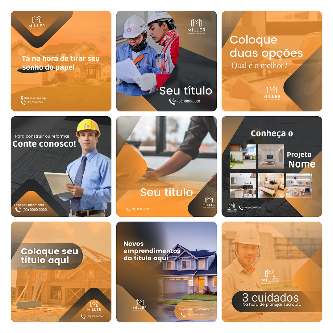 Pack Canva Construtora Template Editável 30 Artes + Bônus 3