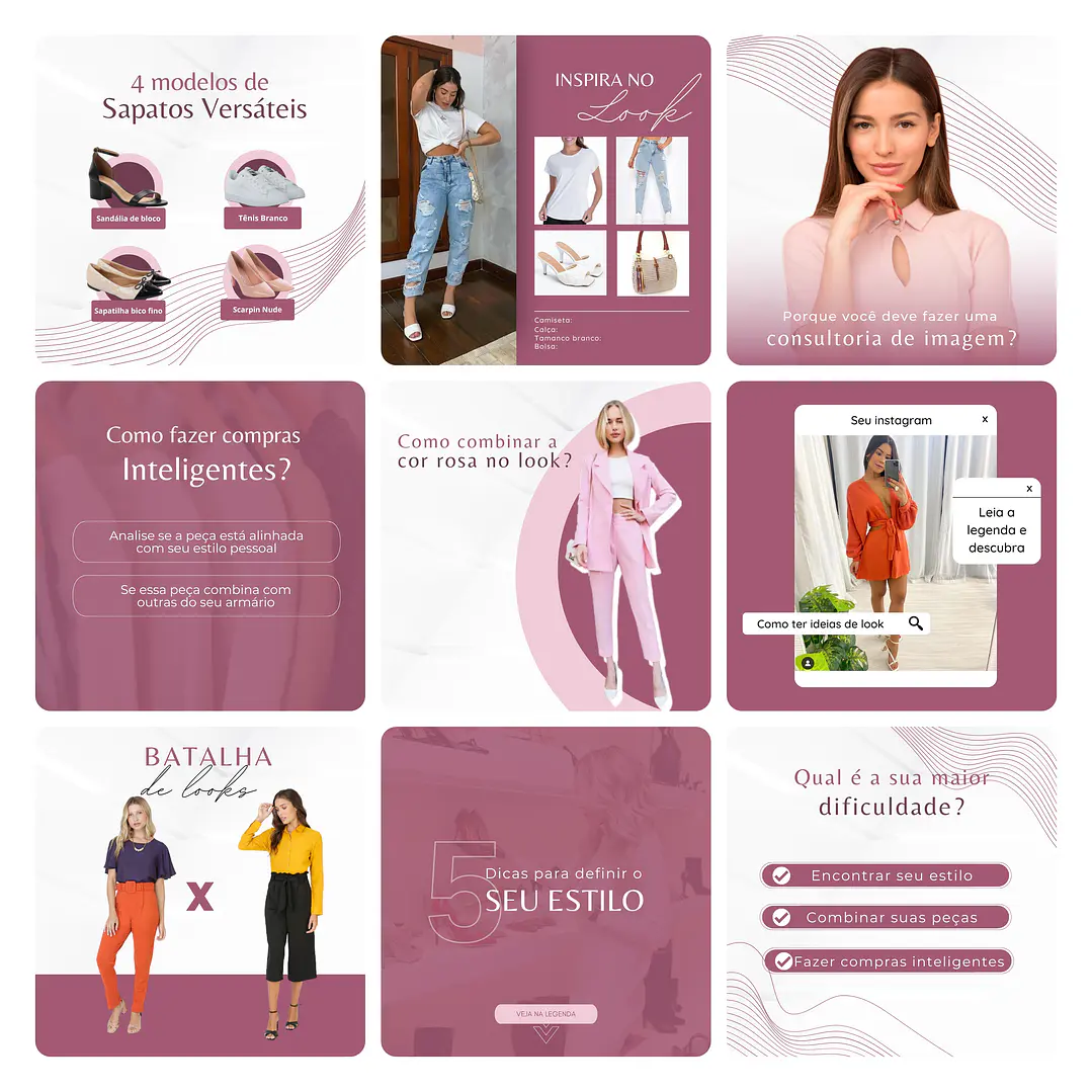Pack Canva Consultora de Imagens Template Editável 30 Artes + Bônus 3