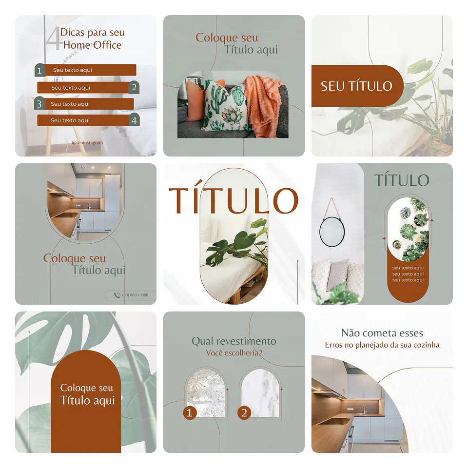 Pack Canva Designer de Interiores Template Editável 30 Artes + Bônus 2