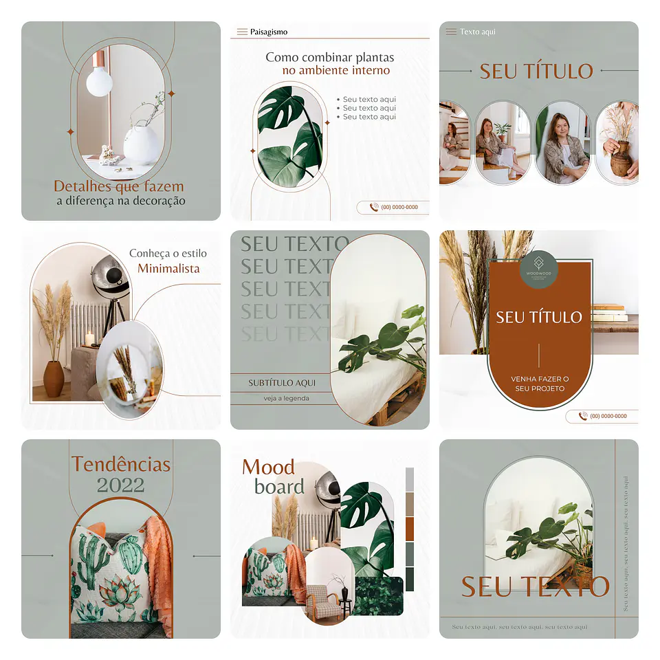 Pack Canva Designer de Interiores Template Editável 30 Artes + Bônus 3