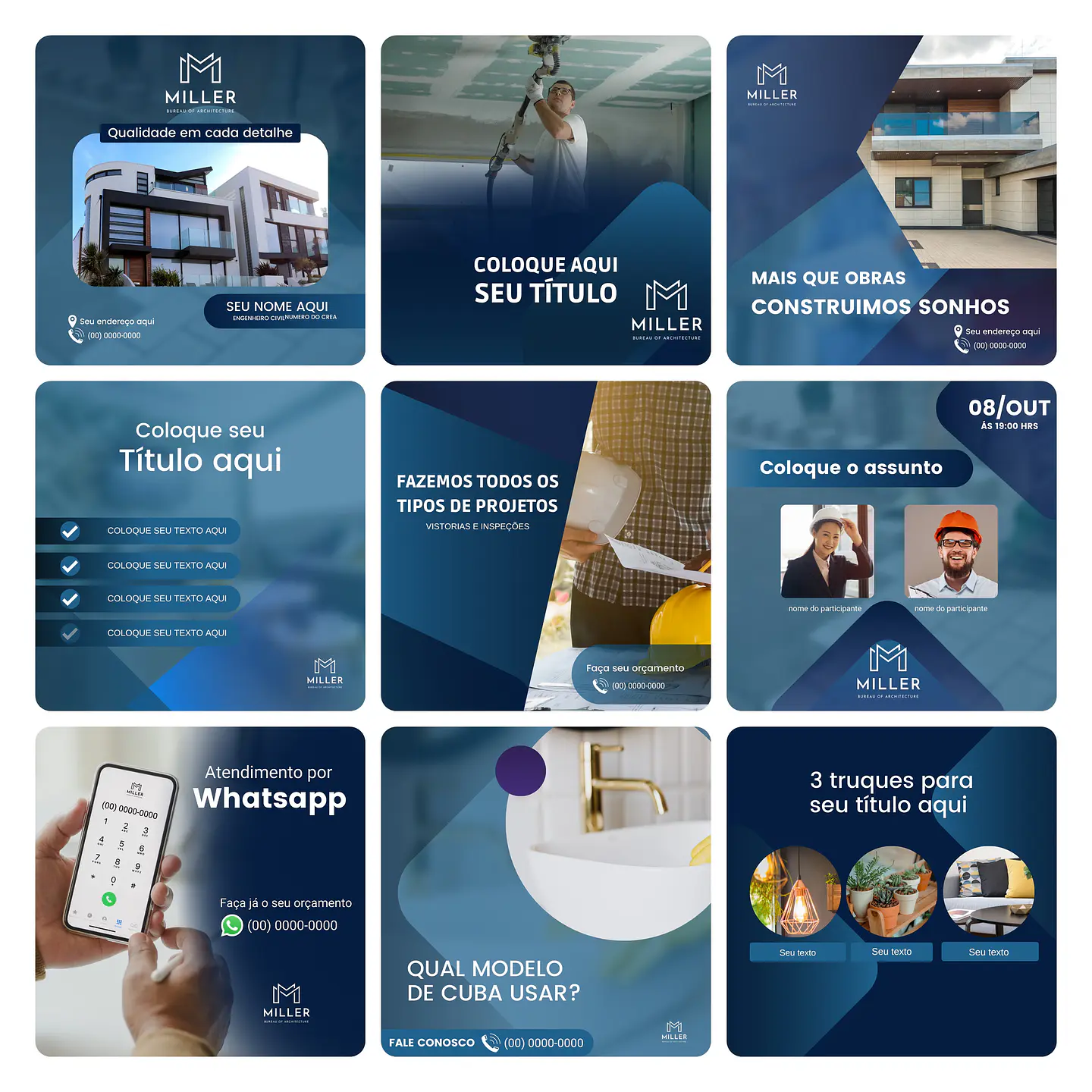 Pack Canva Engenharia Civil Template Editável 30 Artes + Bônus 3