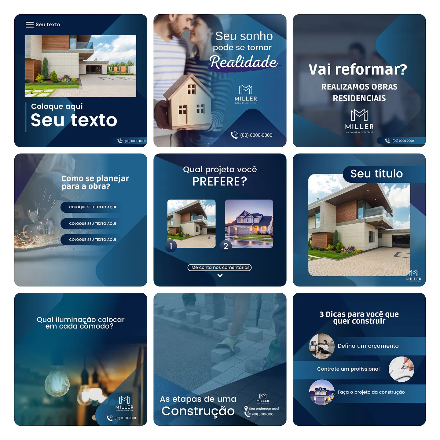 Pack Canva Engenharia Civil Template Editável 30 Artes + Bônus 2