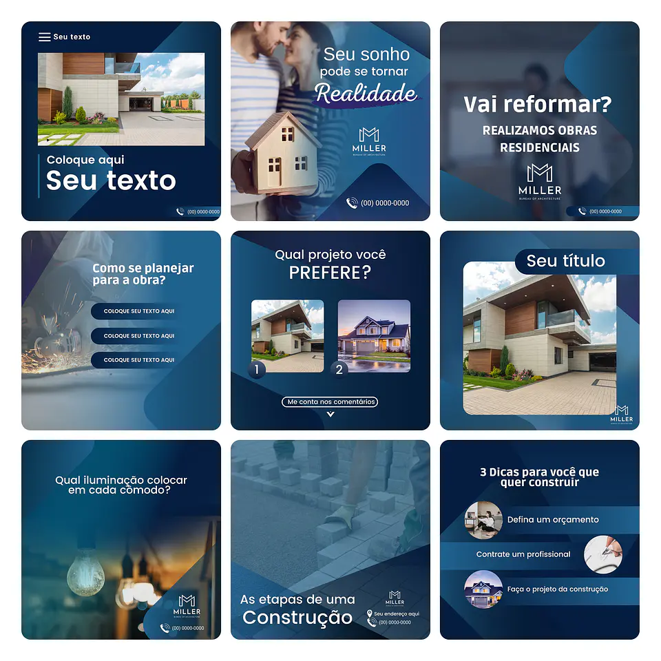 Pack Canva Engenharia Civil Template Editável 30 Artes + Bônus 2