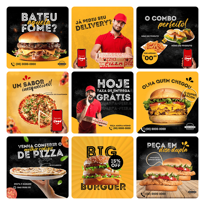 Pack Canva Fast Food Template Editável 30 Artes + Bônus 2