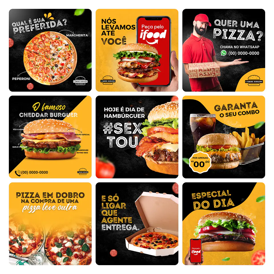 Pack Canva Fast Food Template Editável 30 Artes + Bônus 1