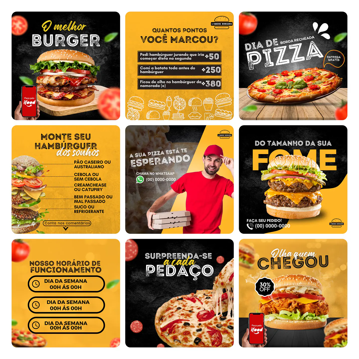 Pack Canva Fast Food Template Editável 30 Artes + Bônus 3
