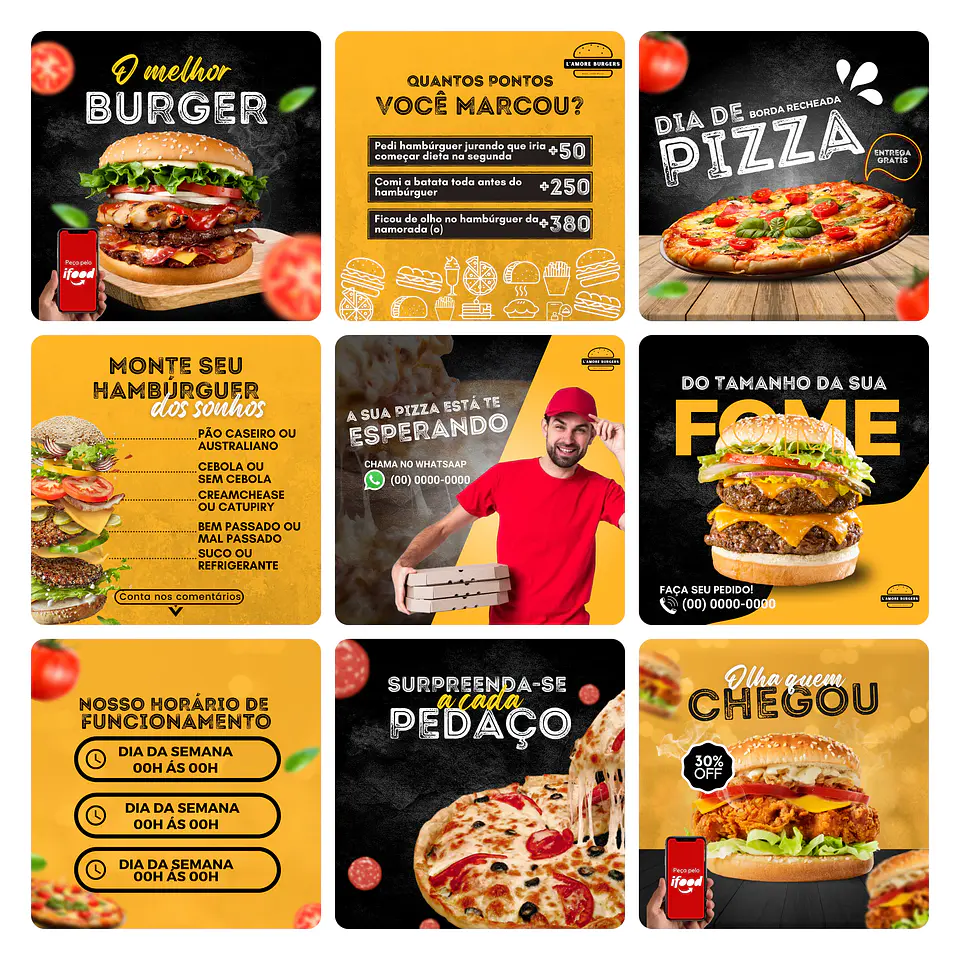 Pack Canva Fast Food Template Editável 30 Artes + Bônus 3