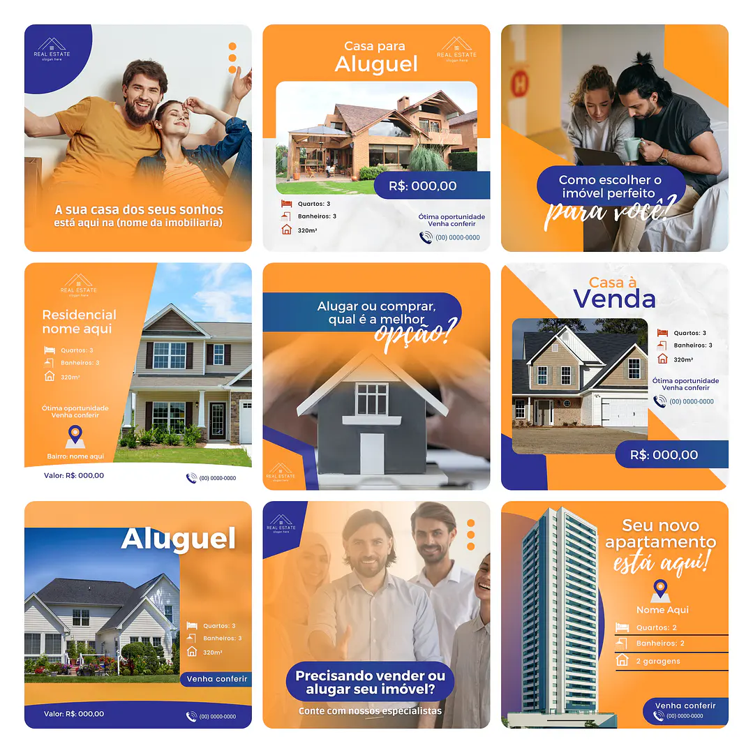 Pack Canva Imobiliária Template Editável 30 Artes + Bônus 3