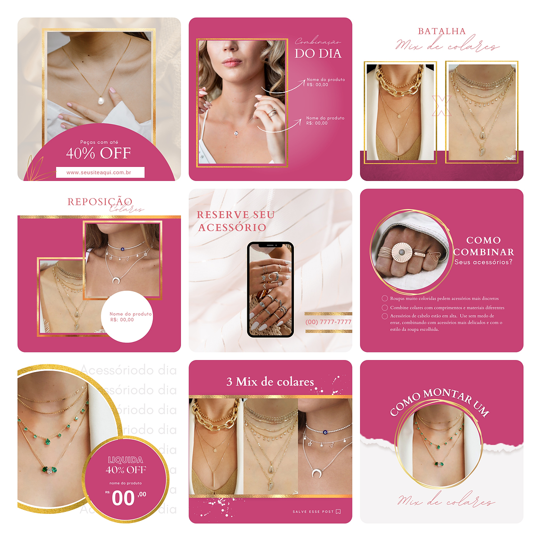 Pack Canva Loja de Acessórios Template Editável 50 Artes + Bônus 4