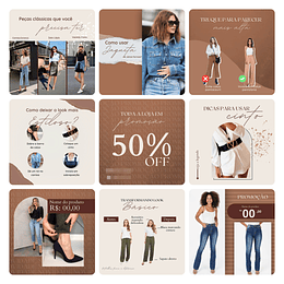 Pack Canva Loja de Roupas MInimalista Template Editável 40 Artes + Bônus