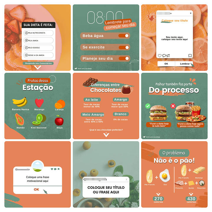 Pack Canva Nutricionista Template Editável 100 Artes + Bônus 6