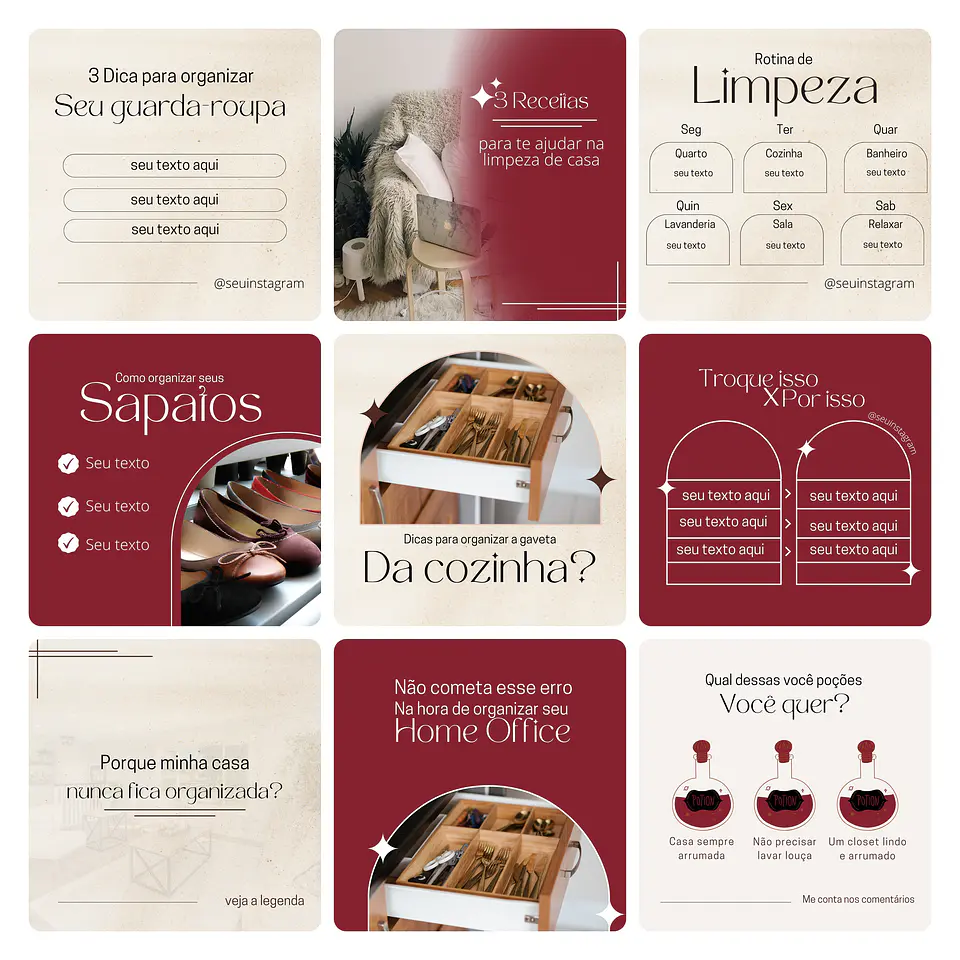 Pack Canva Personal Organizer Template Editável 30 Artes + Bônus 2
