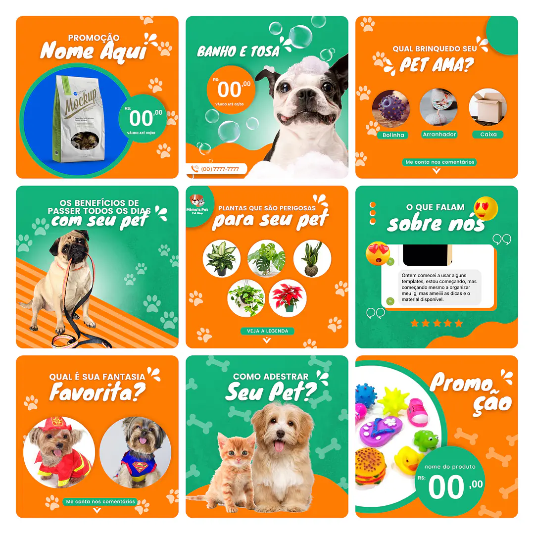 Pack Canva Pet Shop Template Editável 30 Artes + Bônus 3