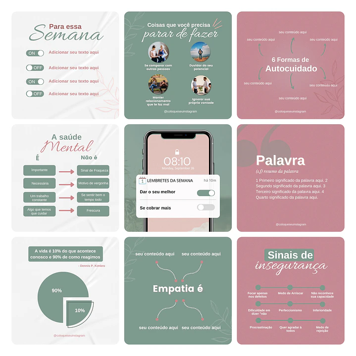 Pack Canva Psicólogos Template Editável 30 Artes + Bônus 3