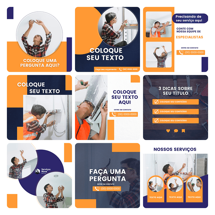 Pack Canva Serviços Gerais Template Editável 30 Artes + Bônus 1