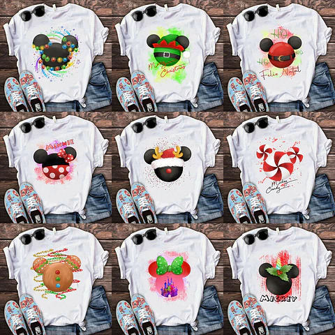 11 Artes Camisa Natal Mickey Sublimação em Corel Draw + Jpg