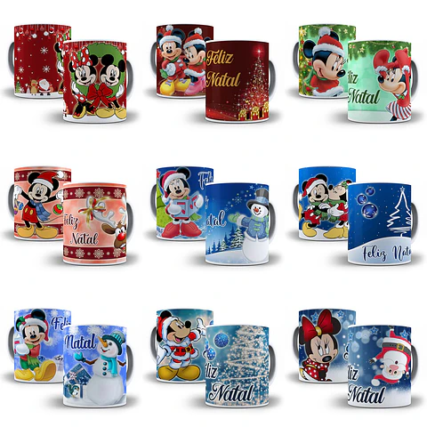 12 Artes Caneca Natal Mickey Sublimação em Photoshop + Jpg