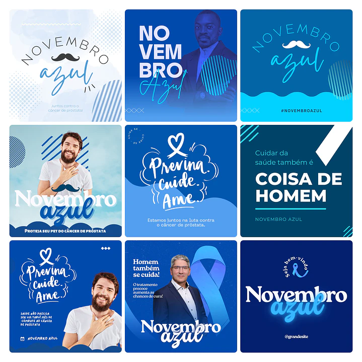 Pack Canva Novembro Azul Template Editável 30 Artes + Bônus 2