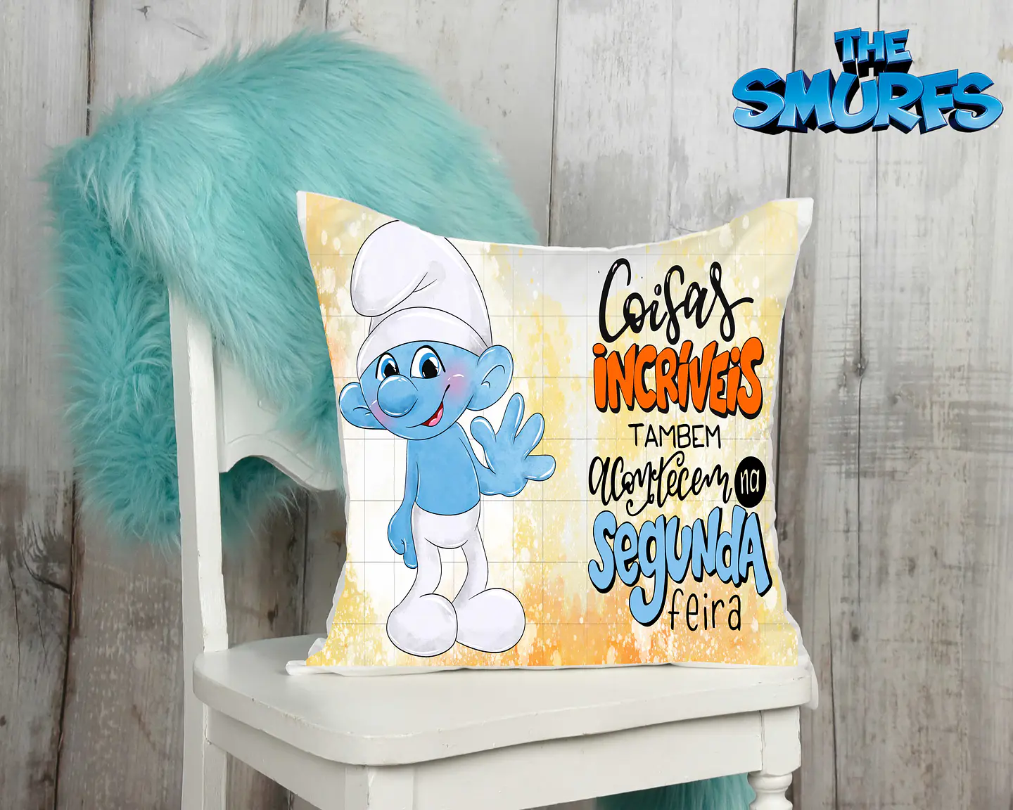10 Artes para Caneca e Almofada Smurfs Editável em Corel Draw 5